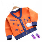Kid Baby Boys Cardigan Tiger Open Button Lettered Sweaters