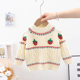 Kid Baby Girl Strawberry Round Neck Autumn Sweaters