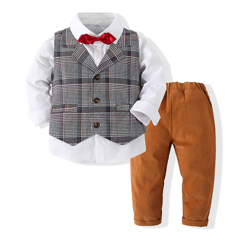 Spring Autumn Baby Boy Set Suits Korean Formal 3 Pcs Set