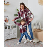 Family Matching Leisure Flannel Plaid Button Long Sleeve Shirts Tops