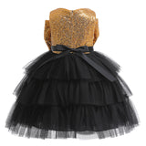 Kid Girls Big Bow Sequins Performance Dress