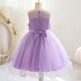 Baby Girl Princess Strapless Flower Mesh Lace Petals Dresses