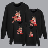 Family Matching Christmas Cartoon Cute Elk Print Creative Cotton Shirts