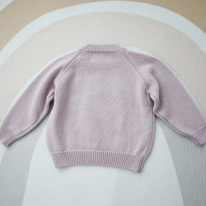 Kid Baby Girl  Hand Embroidered Farm Knit Winter Thicken Sweater