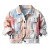 Autumn Girls Boys CoatTie-Dye Long-Sleeved Fashion Denim Jacket