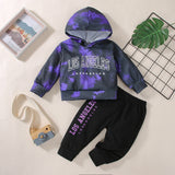 Baby Boy Suit Purple Tie-dye Alphabet Long Sleeve 2 Pcs Sets