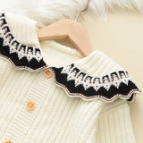 Kid Baby Girls Collar Sweater Sweet Cardigan 2 Pcs Sets