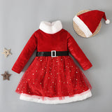 Kid Baby Girl Christmas Pentagram Sequin Gauze Dresses