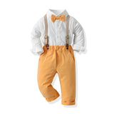Kid Baby Boys Suit Solid Color Long Sleeve Overalls British Spring 2 Pcs Sets