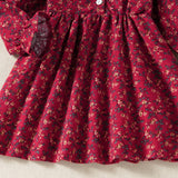 Kid Girl Spring Autumn Doll Collar Floral Long Sleeve Dress