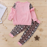 Kid Baby Girl Round Neck Long Sleeve Leopard Spring Autumn 2 Pcs Sets