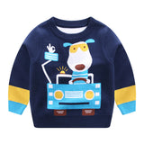 Kid Baby Boy Round Neck Cotton Dog Car Sweater