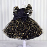 Kid Baby Girl Mesh Puffy Sequin Fly Sleeve Dress