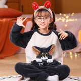 Kid Girl Autumn Winter Coral Velvet Cute Cartoon Sweet Pajamas