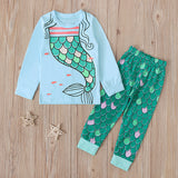 Kid Baby Girls Home Mermaid 2 Pcs Sets Pajamas