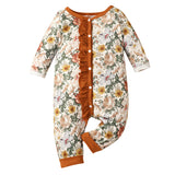 0-18M Infants Baby One-piece Long Sleeved Floral Lace Ruffles Rompers