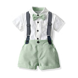 Kid Baby Boy Summer Suit Short Sleeve Strap Shorts 2 Pcs Sets