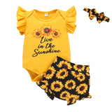 Baby Girls Round Collar Sleeveless Printed Shorts 2 Pcs Sets