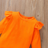 6M-5Y Kid Baby Girl Long Sleeve Round Neck Pumpkin Halloween 2 Pcs Sets