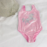 Kid Girl Sequin Embroidered Onepiece Unicorn Foil Swimsuit