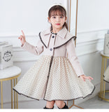 Kid Autumn Girls Woolen Cardigan Doll Collar Princess Dresses