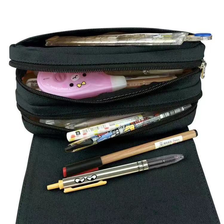 Primary Secondary School Pen Case Kid Printed Double Layer Flip Stationery Bag