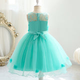 Baby Girl Princess Strapless Flower Mesh Lace Petals Dresses