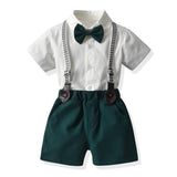 Kid Baby Boy Suit Short Sleeve Multi-color Strap Summer 2 Pcs Sets