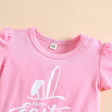Spring Summer Girls Easter Cartoon Rabbit Pink Cute Braces Set 2 Pcs