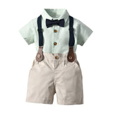 Kid Baby Boy Suit Suspenders Shorts Striped Ceremony 2 Pcs Sets