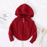 Ins Kid Baby Girls Cute Hooded Cape Knitted Pullover Sweater