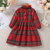 Kids Girl Red Plaid Christmas Bowknot Princess Patchwork Dress