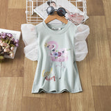 Kid Baby Girls Short-sleeved Printed Cotton Casual T-shirt
