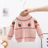 Kid Baby Girl Strawberry Round Neck Autumn Sweaters