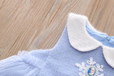 Kid Baby Girl Doll Collar Snowflake Woolen Padded Dresses