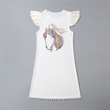 Family Matching Parent-child Unicorn Print Fly-sleeve Dress