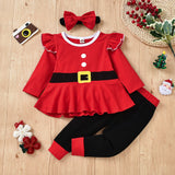 Ins Kid Baby Girl Cute Red Santa Claus Chirstmas Sets 2 Pcs