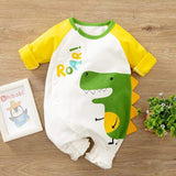Baby Boys Premium 6 Dinosaur Pattern Bodysuit Romper