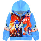 Kid  Hooded Jacket Hedgehog Sonic Sonic Zipper Coats