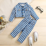 Kid Baby Girl Suit Autumn Hot Spot Long Sleeve Striped 2 Pcs Sets