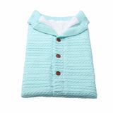 Baby Button Outdoor Cart Wool Knit Fleece Thickened Thermal Sleeping Pajamas