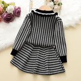 Kid Baby Girl Plaid Lapel Fragrant Knitting Sweater 2 Pcs Sets