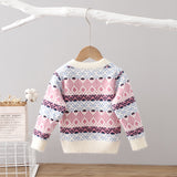 Kid Baby Girl Sweater Bow Knit Sweet Diamond Tops