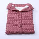 Baby Button Outdoor Cart Wool Knit Fleece Thickened Thermal Sleeping Pajamas