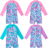 Kid Girls Swimsuit Long-sleeved One-piece Mermaid Swimwear