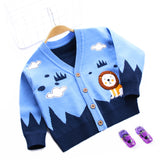 Kid Boy Cardigan V-neck Breasted Embroidered Sweater