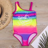 Kid Girl Gradient Letter Sione Ins One-piece Swimsuit