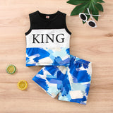 Baby Boy Round Collar Summer Beach Short Sleeve 2 Pcs Sets