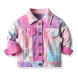 Autumn Girls Boys CoatTie-Dye Long-Sleeved Fashion Denim Jacket