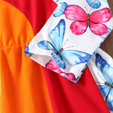 Kid Baby Girl Long Sleeve Butterfly Rainbow Casual Dress